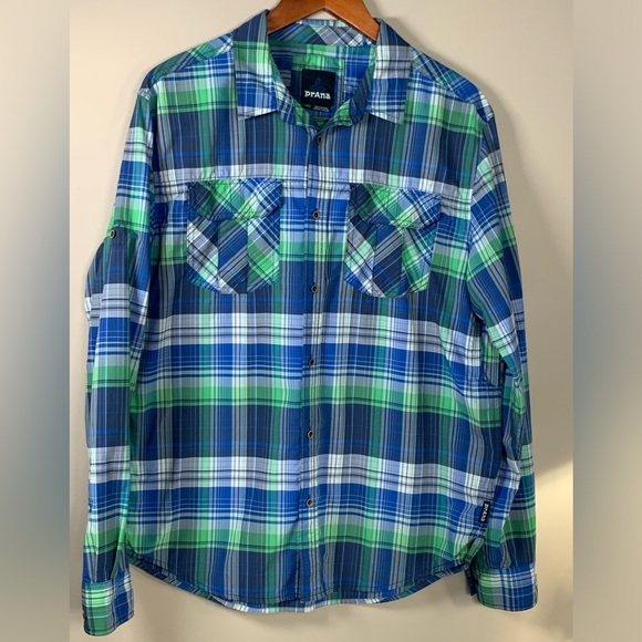 PrAna Men's‎ Long Sleeve Button Up Shirt Plaid Lightweight Casual Outdoor Large - Picture 1 of 16